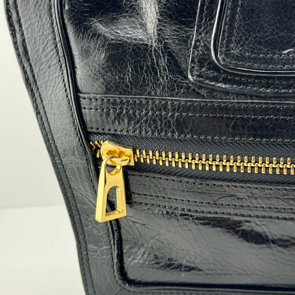 Black Italian leather bag with gold hardware. Made in USA 🇺🇸 NWOT
